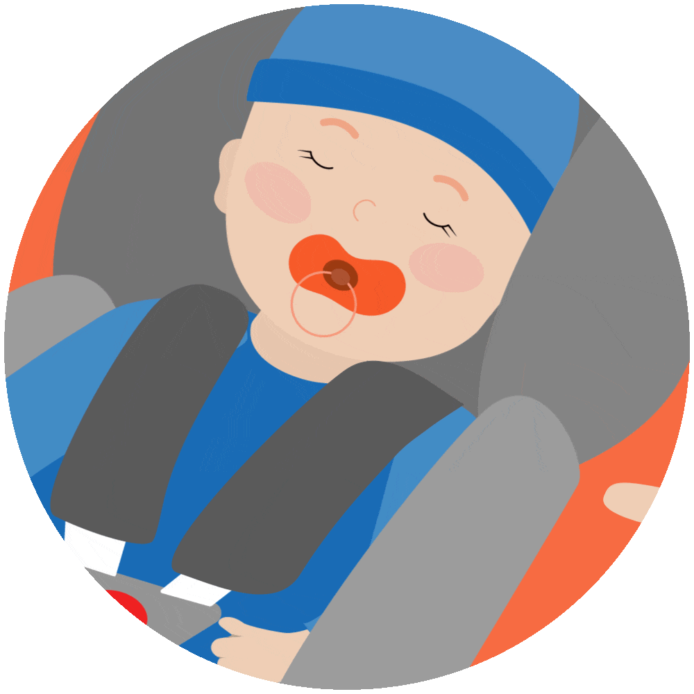 tekening gordels aanspannin in babyzitje auto